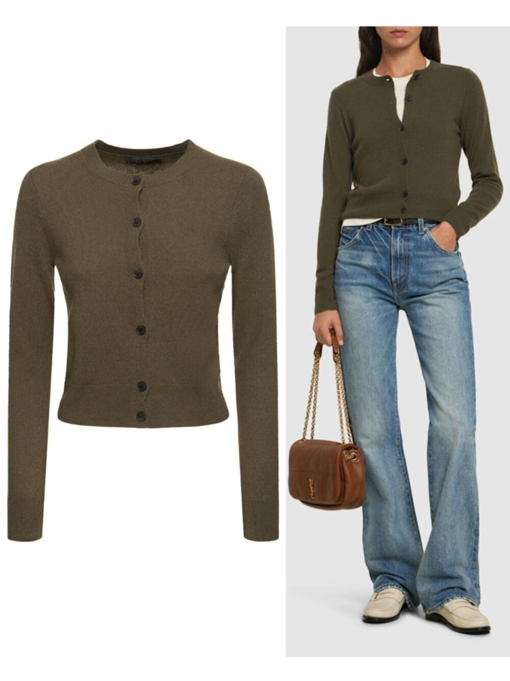 Nili Lotan March Cashmere Cardigan in Dark Moss size S
